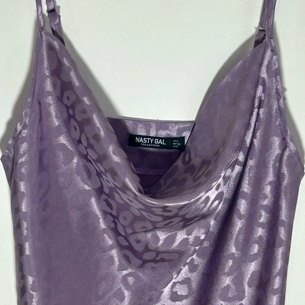 Nasty Gal Cat Fight Satin Purple Leopard Print Sleeveless Camisole - Picture 2 of 8